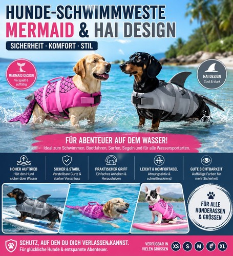 Hundeschwimmweste hai grau - ,